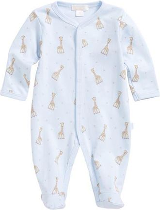 Kissy Kissy x Sophie la Girafe Print Footie in Light Blue at Nordstrom, Size Preemie