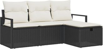 vidaXL Vidaxl - Garden Sofa Set 4 pcs Black and cream 175 x 117 x 85 cm