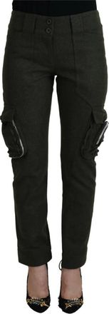Ermanno Scervino Groene Taps Toelopende Broek met Veterdetail - Dames - Slim Fit Broeken - Groen - XS - Wol - Broeken