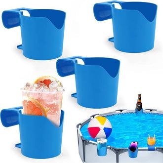 OEM Juego De 4 Portavasos Para Piscinas Elevadas, Para Postes Redondos De 5 Cm O Menos, Resistentes A Salpicaduras, F&aacute;ciles De Instalar (juego De 4, Azul)