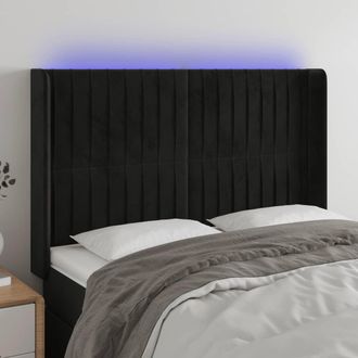 vidaXL Cabecero Con Led De Terciopelo Negro 147x16x118/128 Cm Vidaxl