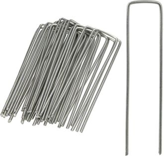 Relaxdays Pack De Piquetas Jard&iacute;n En Forma De U, Acero Galvanizado, Plateado, 15 Cm, 500 Unidades - Relaxdays