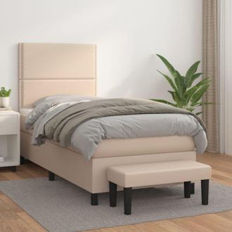 vidaXL Vidaxl - Cama Box Spring Con Colch&oacute;n Cuero Sint&eacute;tico Capuchino 90x200 Cm