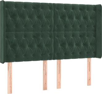 vidaXL Cabecero Con Orejas De Terciopelo Verde Oscuro 147x16x118/128cm Vidaxl