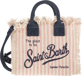 MC2 Saint Barth gestreepte katoenen minitas met contrasterende handvatten en schouderband