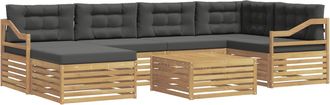 vidaXL Conjunto De Sof&aacute;s De Exterior 7 Uds. Blanco Y Antracita Vidaxl