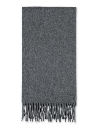 Max Mara Womens Wool Scarf With Embroidered Logo - Grey - One Size