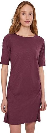 Mod-o-doc Elbow Sleeve Below The Knee Shirred Dress Womens Dress Zinfandel : LG (US 12-14), Cotton