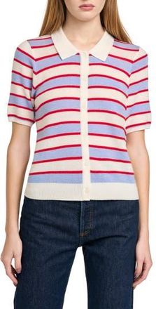 Wayf Wesley Collar Cardigan in Blue Stripe at Nordstrom Rack, Size X-Small