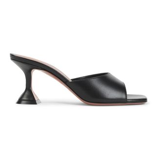 Amina Muaddi Heeled Mules, female, Black, 6 UK, Black Leather Sandals Elegant Heels