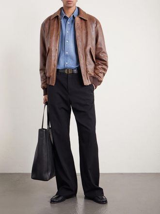 Saint Laurent Logo-Embroidered Denim Shirt