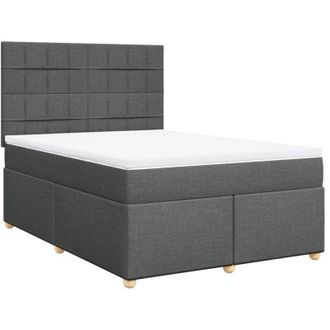 vidaXL Vidaxl - Cama Box Spring Con Colch&oacute;n Tela Gris Oscuro 140x200 Cm