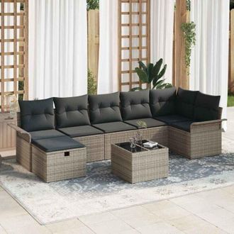 vidaXL Vidaxl - Conjunto De Sof&aacute; De Jard&iacute;n 8 Pcs Gris 297.5 X 132.5 X 85 Cm