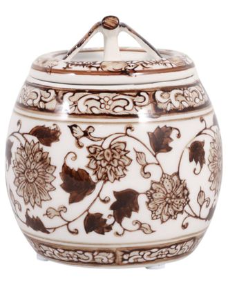 Sagebrook Home 5In 8.5Oz Peony Chinoiserie Lidded Candle