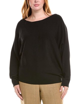 Lafayette 148 New York Plus Asymmetric Dolman Silk-Blend Sweater