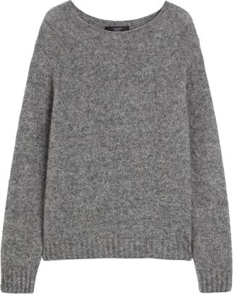 Max Mara Grijze Gebreide Trui met Alpaca Mix - Dames - Ronde hals truien - Grijs - S - Katoen - Truien & Vesten