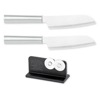 Rada Cutlery 4.75-Inch Cooks Utility Knife Set of 2 & Quick Edge Knife Sharpener in Silver at Nordstrom