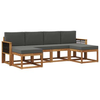 vidaXL Conjunto De Sof&aacute;s De Exterior 6 Pcs Natural Y Antracita Vidaxl