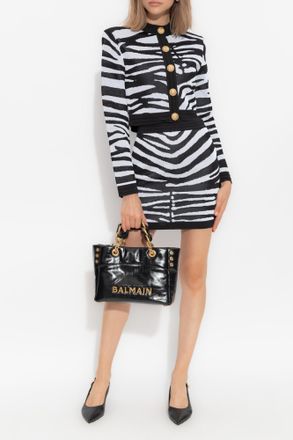 Balmain Animal Print Skirt, Womens, Black