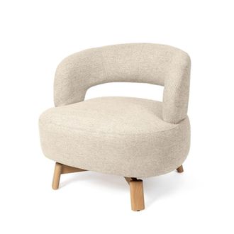 Koketto Home Butaca giratoria tapizada beige con patas de madera de haya