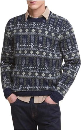 Barbour Jersey Grangetown Fair Isle con cuello redondo - Knitwear - Hombre - Azul - XL