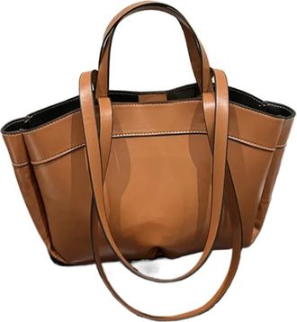Generic Solid Color Leather Handbag Women Single Shoulder Tote Bag, Large Capacity Commuting Set Handbags Shopping Cross Body Bags(G)