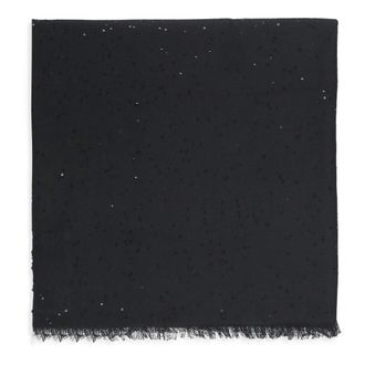 Brunello Cucinelli Black Cashmere Silk Scarf with Paillettes - female - Brunello Cucinelli - Winter Scarves - Black - ONE SIZE - Accessories