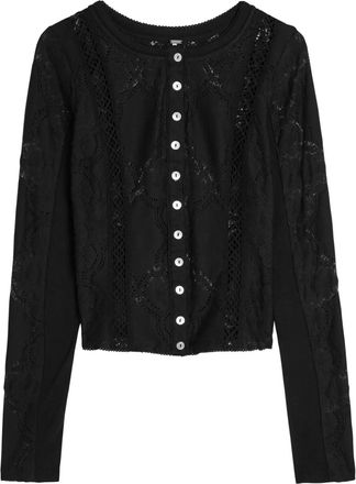 Free People Jae top met knopen van kant - Zwart