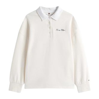 Tommy Hilfiger Script Pique Rugby S - Dames - Polos - Beige - S - Katoen - Tops