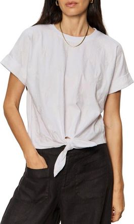 Sanctuary All Day Embroidered Tie Hem T-Shirt in Embroidery White at Nordstrom, Size Xx-Large P
