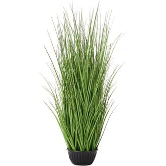 Beliani Planta Artificial En Maceta Material Sint&eacute;tico Decoraci&oacute;n Con Maceta Negra 120 Cm Verde Grass