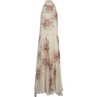Brunello Cucinelli Bloom print organza dress in Beige at Nordstrom, Size Xx-Large Eu