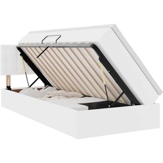 vidaXL Bed with Mattress with LED Pure White 100 x 200 cm Faux Leather vidaXL