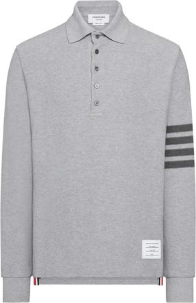 Thom Browne 4-Bar poloshirt met textuur en lange mouwen - Grijs