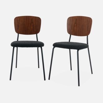 Sweeek Sweeek - Sillas Loop Texturizada, Set De 2, Emy, Negro, 47x51x81 Cm