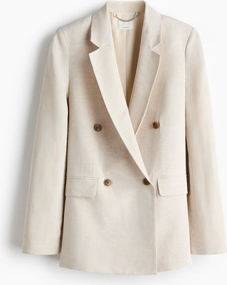 H&M Zweireihiger Blazer aus Leinengemisch - Beige