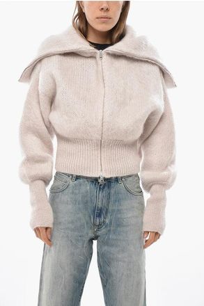 SA SU PHI Mohair Blend Bomber Fit Pullover with Front Zip size 40