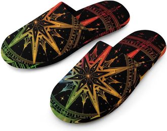 Generic Old Compass Warm Mens Slippers Slip On Soft Fleece House Shoes Winter Indoor Outdoor