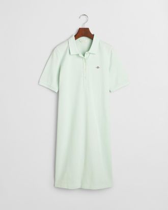 GANT Polokleid GANT SHIELD SS PIQUE POLO DRESS, Damen, Gr. XS, N-Gr, faded mint, Web, Obermaterial: 100% Baumwolle, regular fit ca. Mitte Oberschenkel, Kle