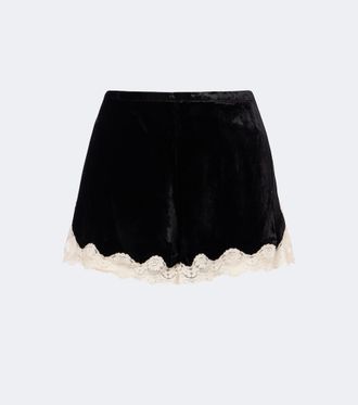 Rixo Shorts Lealia in velluto con pizzo