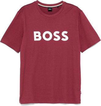 BOSS logo-print T-shirt - men - Cotton made in Africa (CmiA) - L - Red
