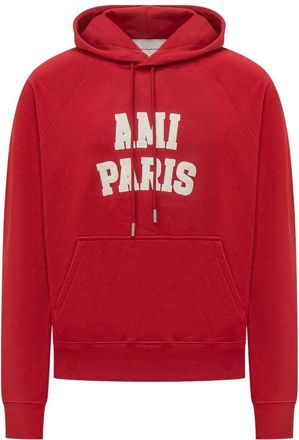 Ami Katoenen Hoodie met Viltborduurwerk - Heren - Hoodies - Rood - M - Katoen - Hoodies & sweatvesten