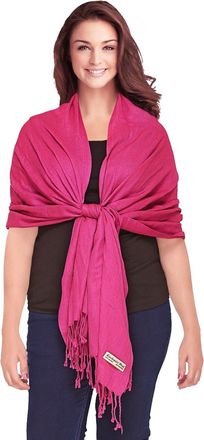 World of Shawls Exclusive 100% Kashmiri Fine Wool Pashmina Shawl Wrap Scarf (Cerise)