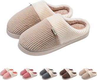 Generic Home Slippers For Couple Couple Slippers For Him And Her Stylish Patchwork Slipper Thick Sole Winter Slipper Home Warmth Shoes Closed Toe Mule Sliders