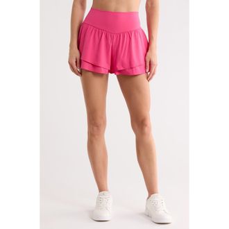 Yogalicious Lightstreme Flirty 2-in-1 Active Shorts in Raspberry Sorbet at Nordstrom Rack, Size X-Large
