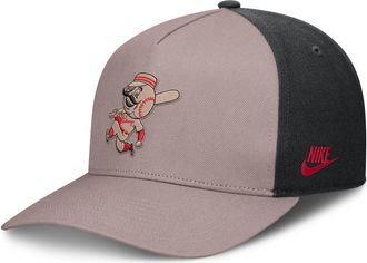 Nike Cincinnati Reds Cooperstown Rise Nike Mens MLB A-Frame Adjustable Hat in Brown | NB1A0KJ7R75-LCD