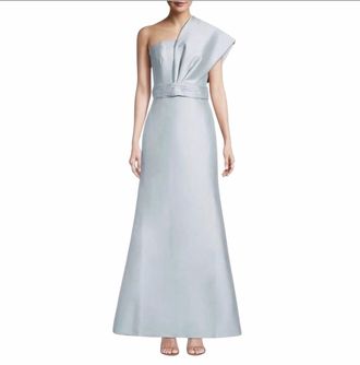 Sachin & Babi Hannah One Shoulder Gown In Ash Blue