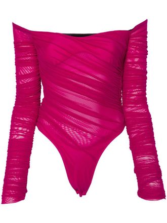 MUGLER Body con ruches - Rosa