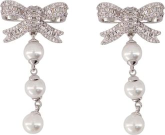 Self Portrait Oorstekers met Strik en Druppel - Dames - Oorbellen - Grijs - ONE Size - Accessoires