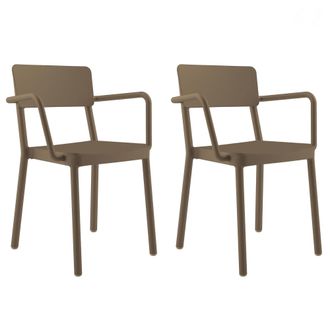 Resol Set 2 Sillas Con Brazos Interior, Exterior Chocolate Lisboa Resol